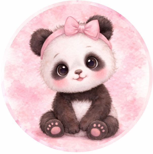 Painel Tecido Redondo Panda menina